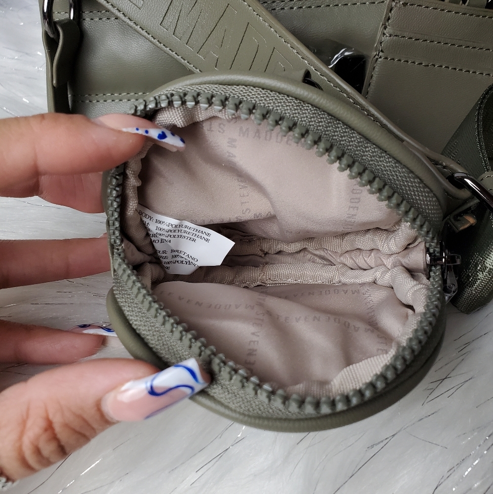 STEVE MADDEN olive green quilted bzoia handbag/ crossbody bag - Picture 7 of 10